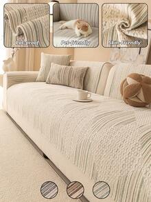 1件装全新雪尼尔提花沙发垫，可水洗现代风格沙发套，宠物友好，可机洗，防宠物抓挠，防刮擦防污渍，沙发家具保护套座垫 - 綠色 - 查看 1