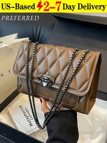 Women's Quilted Leather Shoulder Bag Buckled Clutch Purse Small Crossbody Bags With Chain,Stylish And Versatile, Suitable For Various Occasions Such As Commuting, Dates, Shopping, And Parties. It's An Ideal Gift For Women, Perfect For Birthdays, Valentine's Day, And Anniversaries. - 彩色 - 查看 12