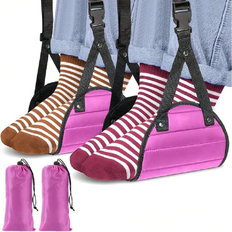 2pcs Hamaca de Pie de Avión Ajustable, Reposapiés para Avión, Reposapiés Portátil de Espuma Viscoelástica y Malla para Viaje para on business trip, Oficina para Relajar los Pies (Rojo),37543613 - Marrón Mocha - Ver 1