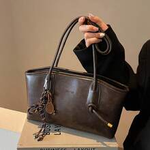 2026 New Fall Winter Vintage Style Large Capacity Tote Bag For Women - Premium Texture Single Shoulder Handheld Bag, Spacious Commuter Bag With Multiple Pockets For Office/Daily/Weekend Outings - 彩色 - 查看 1