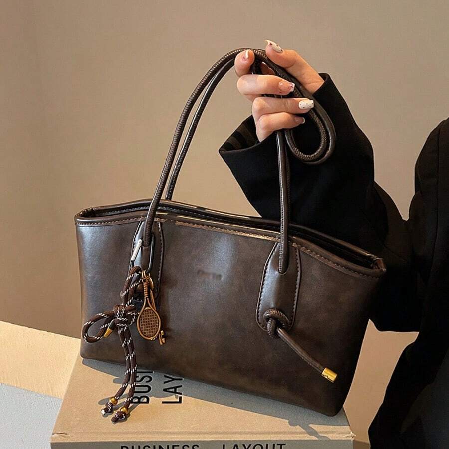 2026 New Fall Winter Vintage Style Large Capacity Tote Bag For Women - Premium Texture Single Shoulder Handheld Bag, Spacious Commuter Bag With Multiple Pockets For Office/Daily/Weekend Outings - 彩色 - 查看 1