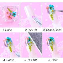 1盒彩色美甲花朵，鲜艳的满天星花瓣，盒装美甲装饰，DIY春季美甲装饰 - 彩色 - 查看 9