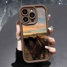 Horseback Phone Case For IPhone 16 15 14 Pro Max 13 12 11 XR XS Plus Shockproof Non Slip Military-Grade Protection Silicone Cover,Suitable For IPhone17 Air - Cà phê nâu - Xem 2