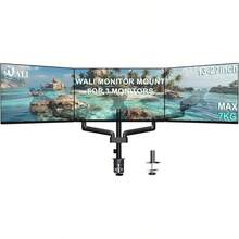 WALI Single Monitor Mount, Gas Spring Monitor Arm 17-34 Inch Screens, Adjustable Computer Monitors Stand Up To 26.4lbs, With Clamp And Grommet Base, Mounting Holes 75 And 100mm (GSMP001N), Black - 黑色標準 - 查看 3