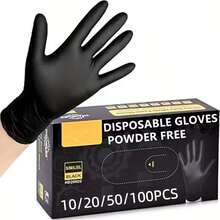 10/20/50/100pcs Black PVC Disposable Gloves - One-Time Use Cleaning Gloves, Suitable For Kitchen, Dishwashing, Household Cleaning, Latex-Free, Indoor & Outdoor, Kitchen Cleaning Gloves - Black - View 2