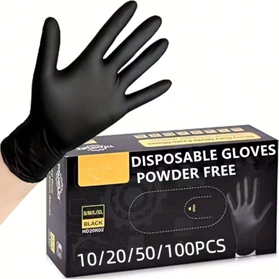 10/20/50/100pcs Black PVC Disposable Gloves - One-Time Use Cleaning Gloves, Suitable For Kitchen, Dishwashing, Household Cleaning, Latex-Free, Indoor & Outdoor, Kitchen Cleaning Gloves