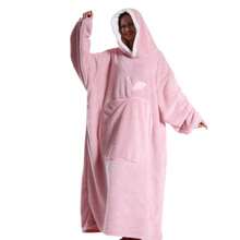1 chiếc áo khoác có mũ trùm đầu kiêm chăn mặc được, cực dài, kèm túi lớn, unisex, siêu mềm mại và ấm áp, áo nỉ dày dặn có mũ, chăn mặc được sang trọng, đồ ngủ có mũ trùm đầu màu trơn mềm mại với túi lớn, áo hoodie lông cừu trang trí phòng tắm. - Nhiều màu - Xem 6