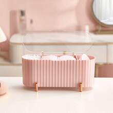 1pc Makeup Pad Swab Storage Box, Desktop Makeup Remover Pad, Toothpick, Dental Floss, Lipstick, Powder Compact Organizer Box With Cover, Dust-Proof Desktop Lipstick, Makeup Sponge, Makeup Brush Storage Box - Multicolor - View 14