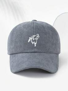 1pc Unisex Wolf Head Embroidery Corduroy Retro Style Soft Top Baseball Cap, Adjustable Circumference, Casual, Running, Sports, Vacation, Outdoor Activities, Enthusiasts Essential, Autumn/Winter - A - View 10