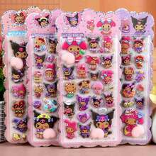 1pc Cute Anime Cartoon Themed Black Skin Sticker, Adorable High-End Dopamine Purple Soft Squeeze Music Stress Relief Sticker - Multicolor - View 2