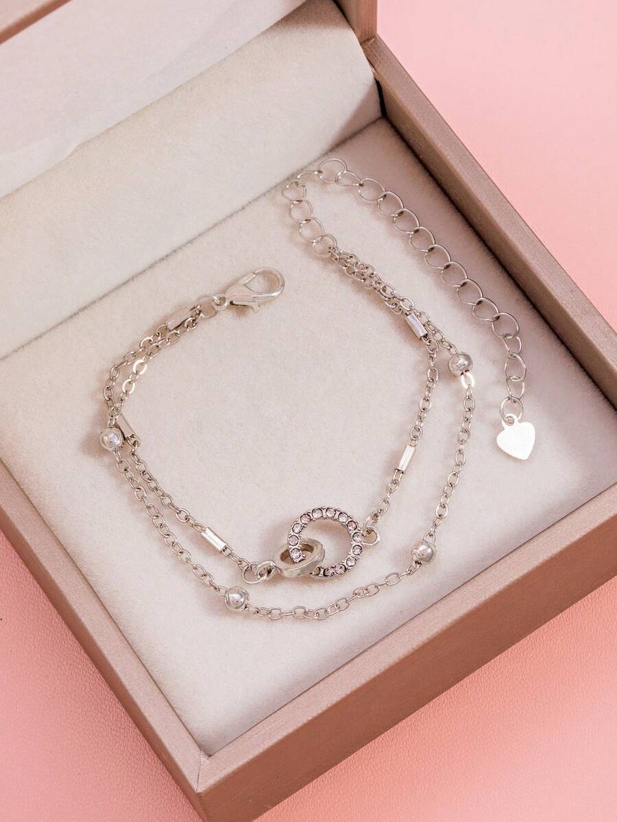 1pc Minimalist Elegant Fashion Heart Bracelet, Jewelry For Valentine's Day - one-size - View 1