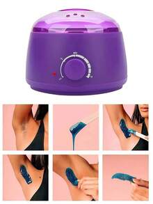 Wax Heater Warmer Hair Removal Machine For Hand Foot Body SPA Epilator Paraffin Wax Pot +Wax Beans + Wood Sticks - Purple - View 2