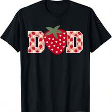 Funny Strawberry Dad Fruit 1st Birthday Family Matching T-Shirt - Black - View 1