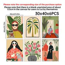 1/6 件套波西米亚风格墙饰，充满活力的女性装饰，现代女性海报，画廊墙套装，波西米亚风墙面装饰，几何图案，帆布艺术墙，房间海报，家居装饰，卧室，厨房，客厅，走廊装饰，可选画框 - 彩色 - 查看 18