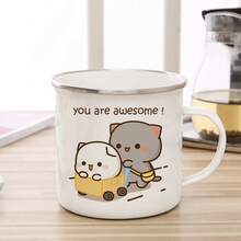 Nueva taza esmaltada de gato melocotón y Goma, taza para café, té, lindo animal, desayuno, postre, leche, taza de agua, regalo para pareja - 7 - Ver 13