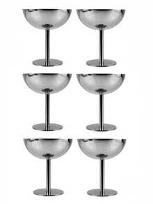 1/2/4/6/12 Pcs Stainless Steel Ice Cream Cups And Dessert Bowls - Round Base Pudding Trays, Salad/Fruit/Yogurt/Snack/Candy Plates, Suitable For Party/Wedding/Gathering/Ramadan - Silver - View 10