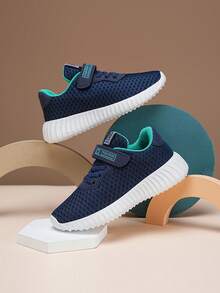 2026春季新款儿童户外网面鞋，舒适、轻便、透气、减震，适合休闲、通勤，便捷魔术贴设计，儿童运动鞋 - 藍色 - 查看 1