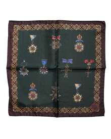 Dolce & Gabbana Silk Medals Crowns Pocket Square Men Green Scarves