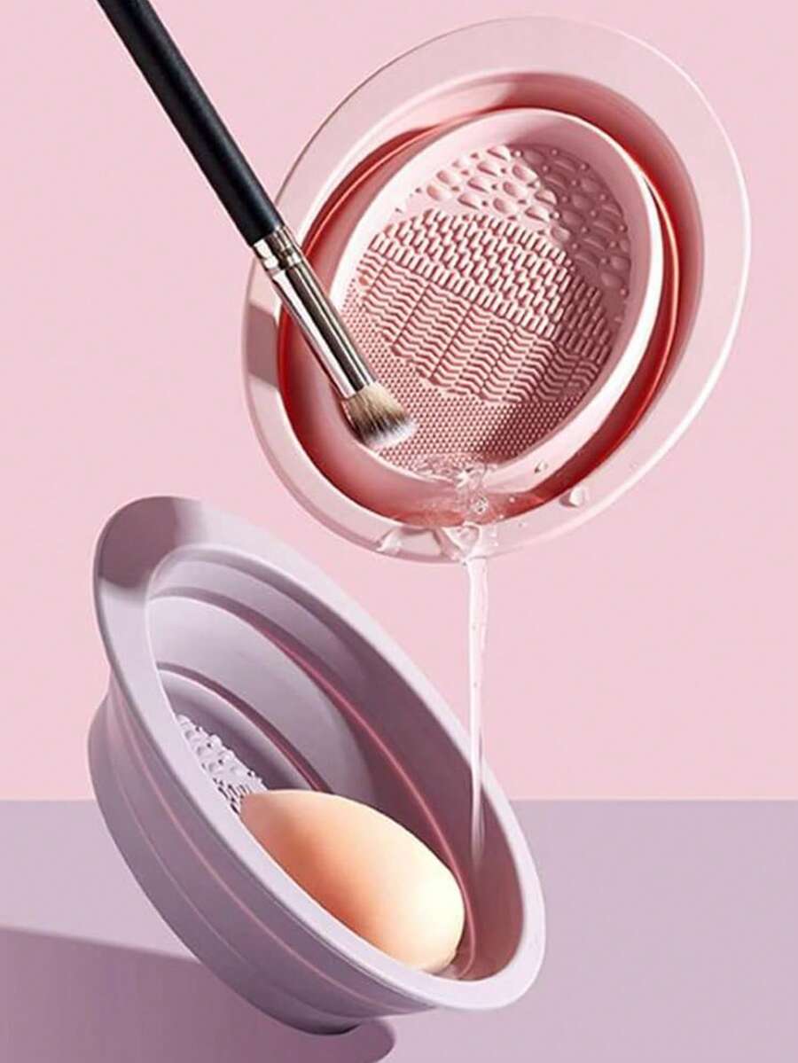 1/2 Packs Makeup Brush Cleaner Mat Foldable Silicone Makeup Brush Cleaner Bowl Pads Portable Scrubber Cleaning Tool For Makeup Brush Set Foundation Powder Concealers Eye Shadows Makeup Brushes - Multicolor - View 1