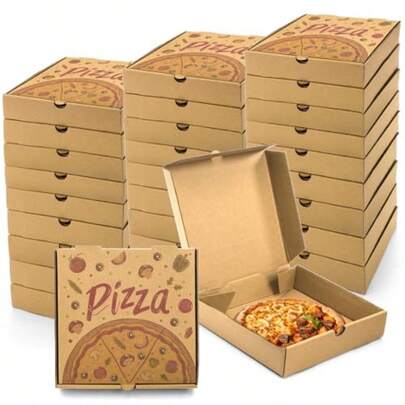 40 Pack Small Pizza Bes 7.3 X 7.3 X 1.6 Ih Mini Kraft Corrugated Pizza Takeout Containers Food Very Bes Gift Packing Containers For Pizza Cake Cookies Snack