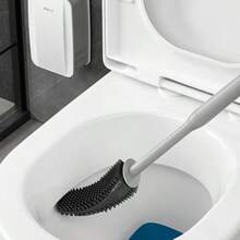1个带支架的硅胶马桶刷，浴室清洁套装，壁挂式马桶刷支架