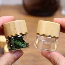 2-Pack Mini Sealed Glass Bottles With Elegant Wood Grain Lids - Perfect For Travel, Camping, Kitchen Storage, Organizing Spices, Nail Art, Earrings, Paint, Glitter, And Small Items, Camping Essentials|Compact Design|Wooden Lid Bottle - 2 - 查看 6