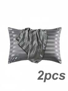 1/2 Pcs Luxury Satin Striped Pillowcase, Super Soft Polyester Envelope Style Pillow Cover, Machine Washable, 80-85 GSM, Cool And Comfortable Feel, Gentle On Hair And Skin, Hotel Quality Bedding Protector, Suitable As A Secret Santa Gift, Valentine's Day Gift, Christmas Gift, Personalized Gift Or Holiday Present For Her - Multicolor - View 12