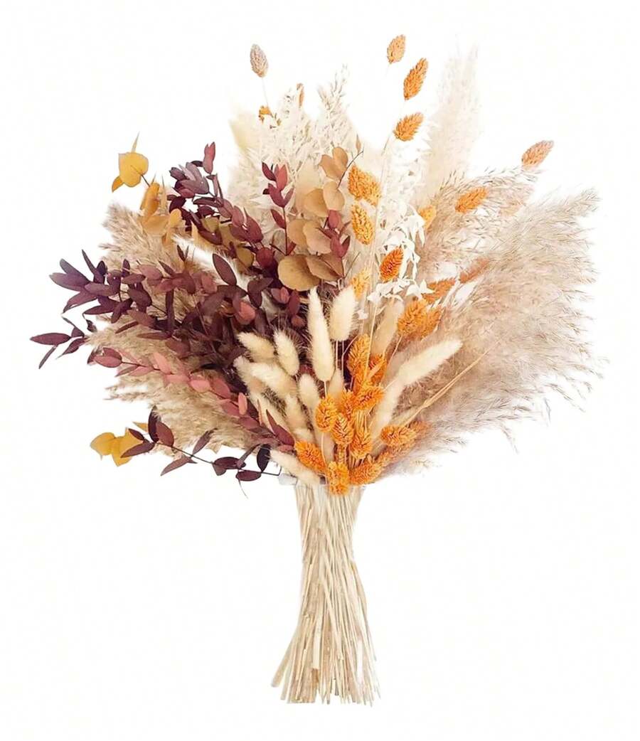 TendenciaPampas Secas Plantas Flores Artificiales Decorativas 64 PzasCalidad premium - Naranja - Ver 1