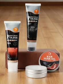 7-Piece Shoe Care Kit, Includes 1 Box Of Shoe Polish, 2 Tins Of Shoe Cream (Black & Universal), 2 Wooden Shoe Brushes, 1 Shoe Shine Glove, 1 Polishing Cloth, And 1 Storage Box, Designed For Shoe Maintenance, Polishing And Care. Can Enhance The Shine Of Shoes In Any Color.,Shoe,Spring Summer Picks,Brides Maid Gifts,Room,Bedroom Decor,Beach,Travel,For Men,For Women,Vacation - Multicolor - View 5