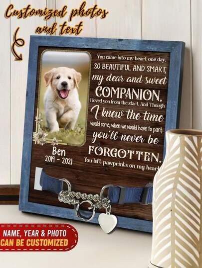 Marcos de fotos personalizados para mascotas, insignias conmemorativas de mascotas, regalos de duelo por mascotas, suministros de luto por mascotas. Un día entraste en mi corazón. Decoraciones para el hogar, decoraciones de pared.
