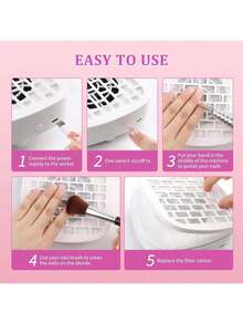 Nail Dust Collector With 10PCS Filter Pads,Compact Vacuum Fan Dust Collector For Beginner Mini Dust Suction Machine Manicure Pedicure Tool For Acrylic Nail Polishing For Home Use Christmas And New Year Gifts (For Women) - White - View 9