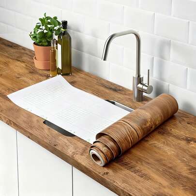1Roll Oak Wood Contact Paper Peel And Stick Thick Wood Contact Paper For Countertops Desk Kitchen Cabinet Wallpaper Peel And Stick Countertops Waterproof Vinyl Wrap Wood Laminate Roll Wood Contact Paper Peel And Stick Countertops Wood Wallpaper Peel And Stick Table Top Covers Kitchen Counters Vanity Desk Wood Veneer Sheets Countertop Laminate