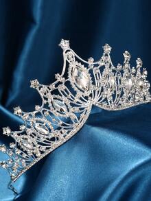 银色皇冠，新娘婚礼皇冠，复古公主女王皇冠头饰，适合舞会、派对、情人节及其他场合 - 銀色 - 查看 2