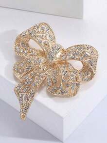 1pc Rhinestone Bow Brooch For Women Bowknot Brooch Ribbon Brooch Party Banquet Gift Coat Dress Scarf Brooch Christmas Gift Valentines,Mom,Mother,Mother's Day,Gift - 彩色 - 查看 6