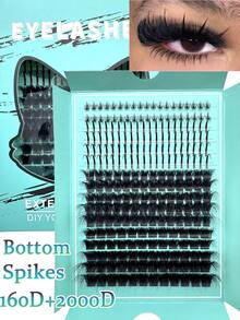 16Rows  Manga Eyelash Extensions Clusters Bottom+Spiky Lashes Extensions Clusters Spikes Eyelash Extensions Segmented Eyelash Makeup Tools,5D Fluffy Thick Soft Individual DIY Clusters Eyelash Extension Kit, Thick Individual Cluster Lashes With Spikes&Bottom, Lashes Easy Application For Beginners,Personalized Cat/Fox Green Box Packaging - Black - View 5