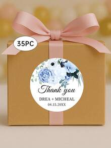 定制姓名和日期个性化婚礼标签、感谢标签、婚礼礼物标签、婚礼派对标签 - 35 张，信封标签贴纸（适用于罐子、杯子、瓶子），个性化回礼贴纸，新郎新娘婚礼贴纸，个性化圆形回礼贴纸，定制圆形订婚派对标签，定制贴纸，定制标签，感谢贴纸，适用于婴儿派对、婚礼、生日、新娘送礼会、单身派对、回礼、商务、DIY 等场合 - 彩色 - 查看 50