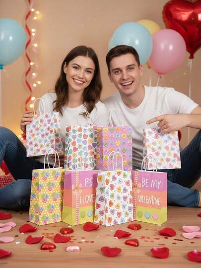 20/10/5 Túi Giấy Kraft Hình Trái Tim Có Tay Cầm Cho Ngày Valentine - Màu Dopamine, Bền Chắc, Đáy Được Gia Cố, Thích Hợp Cho Quà Tặng Ngày Valentine, Đám Cưới, Kỷ Niệm, Năm Mới, Sinh Nhật, Quà Tặng Chủ Đề Tình Yêu, Quà Tặng Bất Ngờ Kỷ Niệm, Quà Tặng Tiệc, Ngày Phụ Nữ, Ngày của Mẹ - Túi Giấy Kraft Hình Trái Tim, Túi Quà Tặng Tiệc Đa Năng, Vật Dụng Gói Quà, Quà Tặng Ngày Valentine Cho Anh Ấy (Cô Ấy)