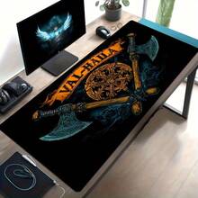 1 件复古维京风格数码印花鼠标垫，电脑键盘垫，大橡胶底座游戏配件，办公电脑生日礼物，豪华游戏笔记本电脑桌面垫 - 彩色 - 查看 1
