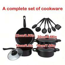 13pcs/Set Nonstick Cookware Set With Lids, Pots, Pans, Spatula, Saucepan, Frying Pan, Marble Coating