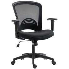 Adjustable Mesh Office Chair With Mesh Backrest, Casters, Tilt Function, Black - Black - View 6