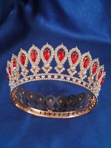 1件优雅金色圆形皇冠头饰，金属头冠发箍，适用于婚礼派对、女王装扮配饰、公主头饰、新娘选美皇冠、情人节配饰 - 金色 - 查看 13