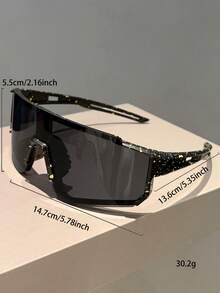 1pc Men's New Half-Frame Fashion Glasses, Dotted Painted Frame, Integrated Coated Lens Design, Wrap-Around Extra-Large Classic Style, Men's Fashion Accessory - Multicolor - View 5