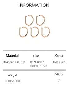 1pc/3pcs/5pcs Stainless Steel D-Shape Fake Nose Ring Jewelry, Piercing Accessory For Men Daily Wear And Parties - Multicolor - View 11