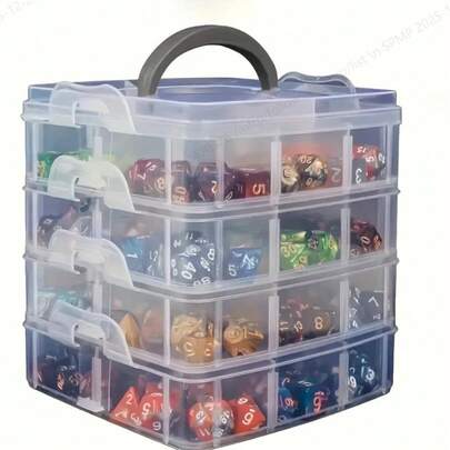 四层24格透明收纳盒，带盖和提手 – 按扣式设计，适用于珠宝、珠子、缝纫用品和手工材料收纳 – 耐用透明塑料材质，旅行配件