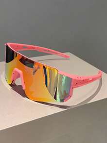 1pc Men's New Half-Frame Fashion Glasses, Dotted Painted Frame, Integrated Coated Lens Design, Wrap-Around Extra-Large Classic Style, Men's Fashion Accessory - Multicolor - View 6