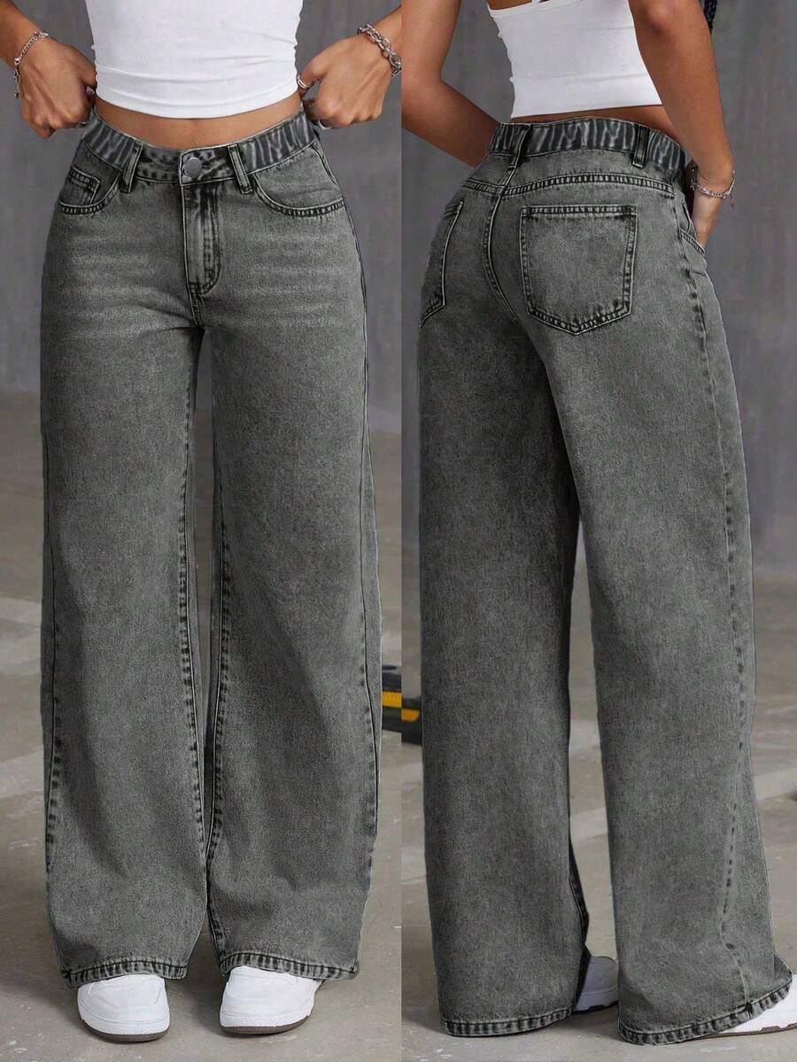 Tween 女童洗水喇叭牛仔裤，大码