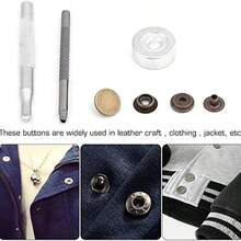 Leoon Botones de Fijacin Rpida 15 Juego de Broches de Presin con Herramienta de Presin Pernos Prisioneros Sujetador de Fijacin Conjunto Nquel - como se muestra en la figura - Ver 6