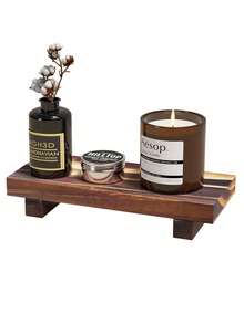 Wooden Base Bathroom Shelf Tray, Suitable For Decoration, Small Wooden Tray, Rustic Style Bathroom Decor, Can Hold Soap Bottles, Plants, Cosmetics, Candles, Towels, Jewelry And More.