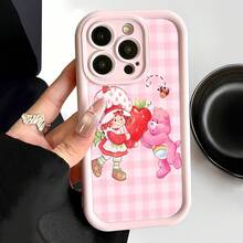 And Care Bear With Big Strawberry. This Stylish Pink Phone Case Is Compatible With 17,16, 15, 14 Pro Max, 13, 12, 11, XR, And XS Plus Models. Made Of TPU Silicone, It Offers Shock And Drop Protection And A Superior Feel. It's An Ideal Gift For Family, Friends, And Loved Ones, And A Perfect Choice For New Years,Phone Case, Case, 17 Pro Case, 17 Pro Max Case,Phone Cases, 16 Case, 17 Case, 15 Case, 17 Pro Max,Phone Case  15 - 粉色 - 查看 3
