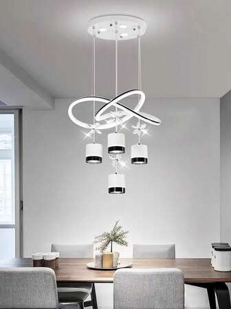 4-Head Modern Minimalist LED Ceiling Light, Iron Frame With Glass Shade, Crystal Decor, Luxury For Bedroom, Living Room, Hallway, Dining Room, 110-240V, 6000K Tri-Color Illumination